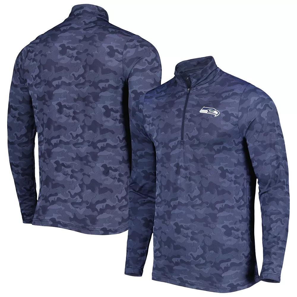 Men's Antigua College Navy Seattle Seahawks Brigade Quarter-Zip Sweatshirt, Size: 3XL, Blue Product Image