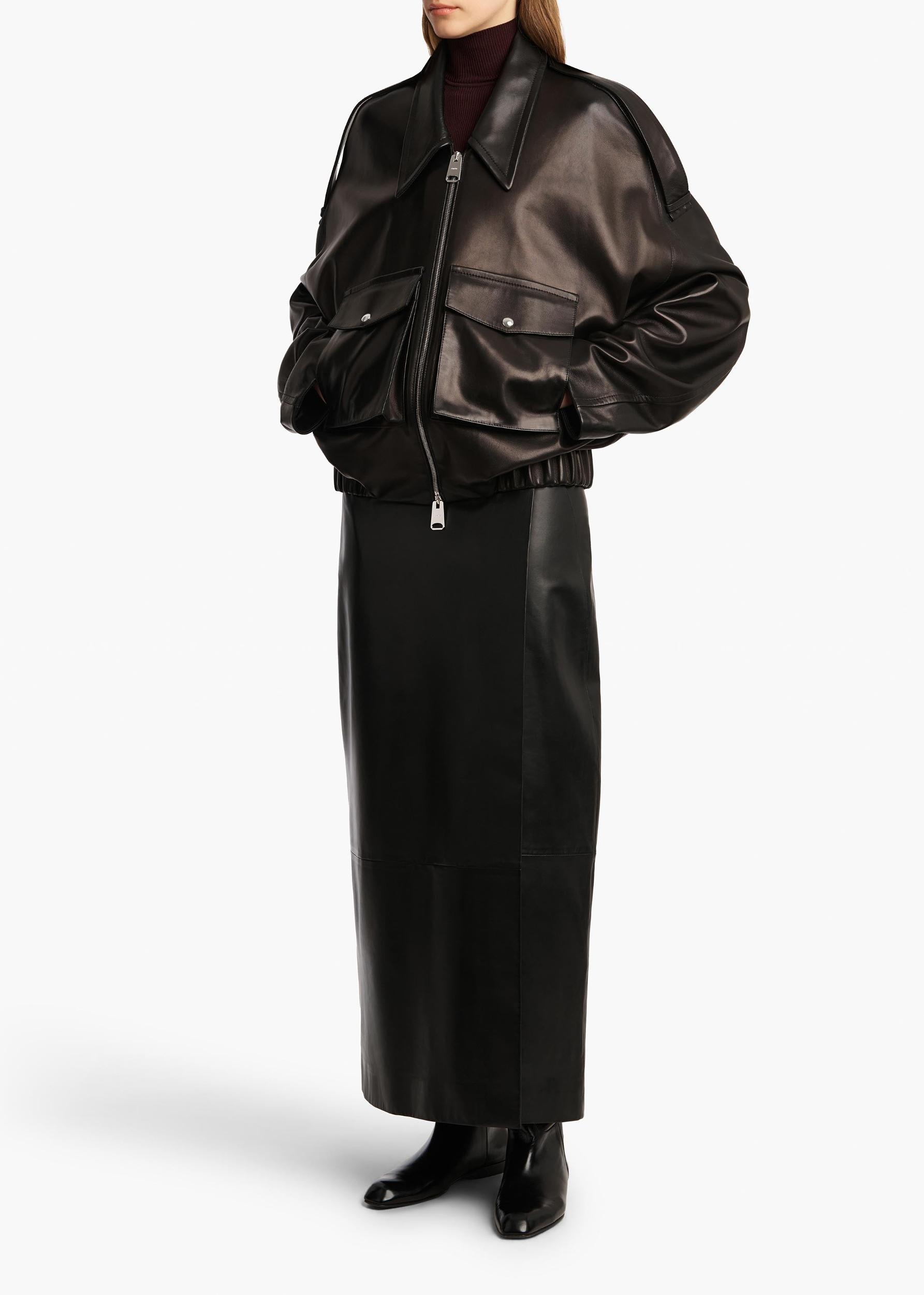 Quinn Skirt in Black Leather Product Image