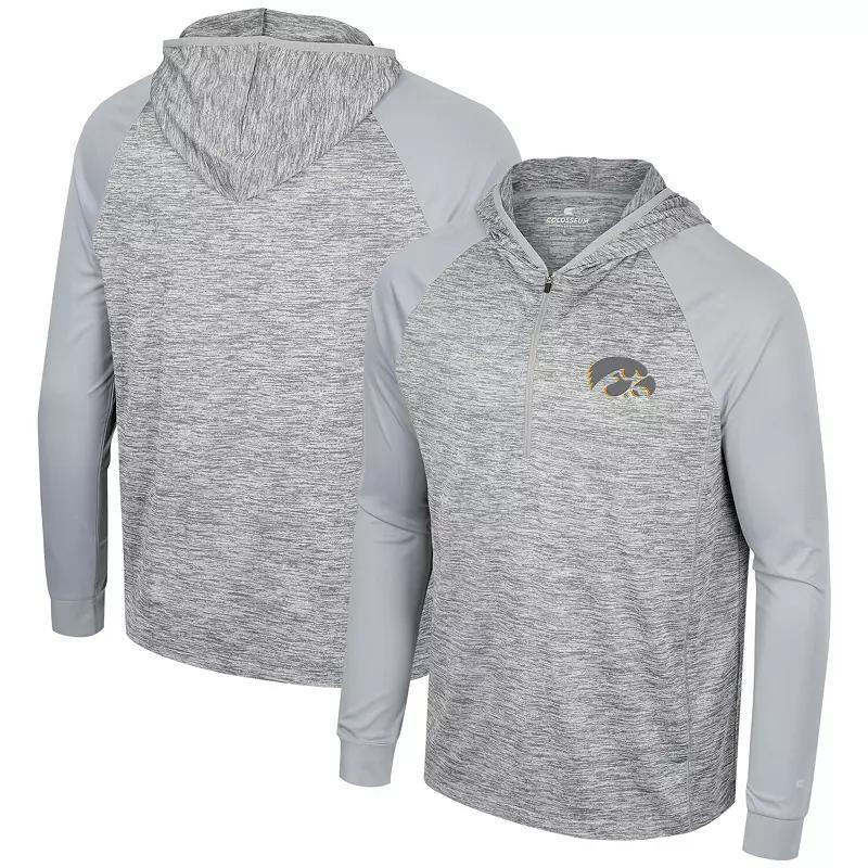 Men's Colosseum Gray Iowa Hawkeyes Cybernetic Raglan Quarter-Zip Hooded Top, Size: Small, Grey Product Image