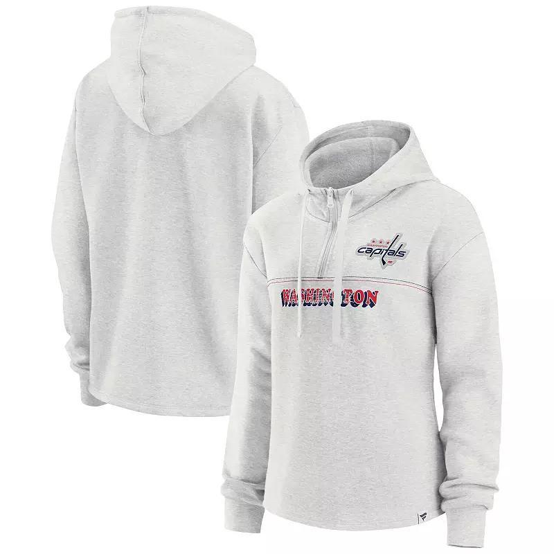 Womens Fanatics Branded Ash Washington Capitals True Classics Legacy Quarter-Zip Hoodie Product Image