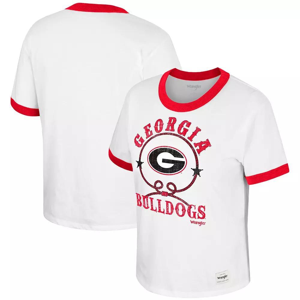 Women's Colosseum x Wrangler White Georgia Bulldogs Freehand Ringer T-Shirt, Size: Medium Product Image