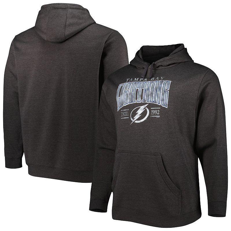 Men's Fanatics Branded Heather Charcoal Tampa Bay Lightning Big & Tall Dynasty Pullover Hoodie, Size: 4XB, Lgh Charco Product Image