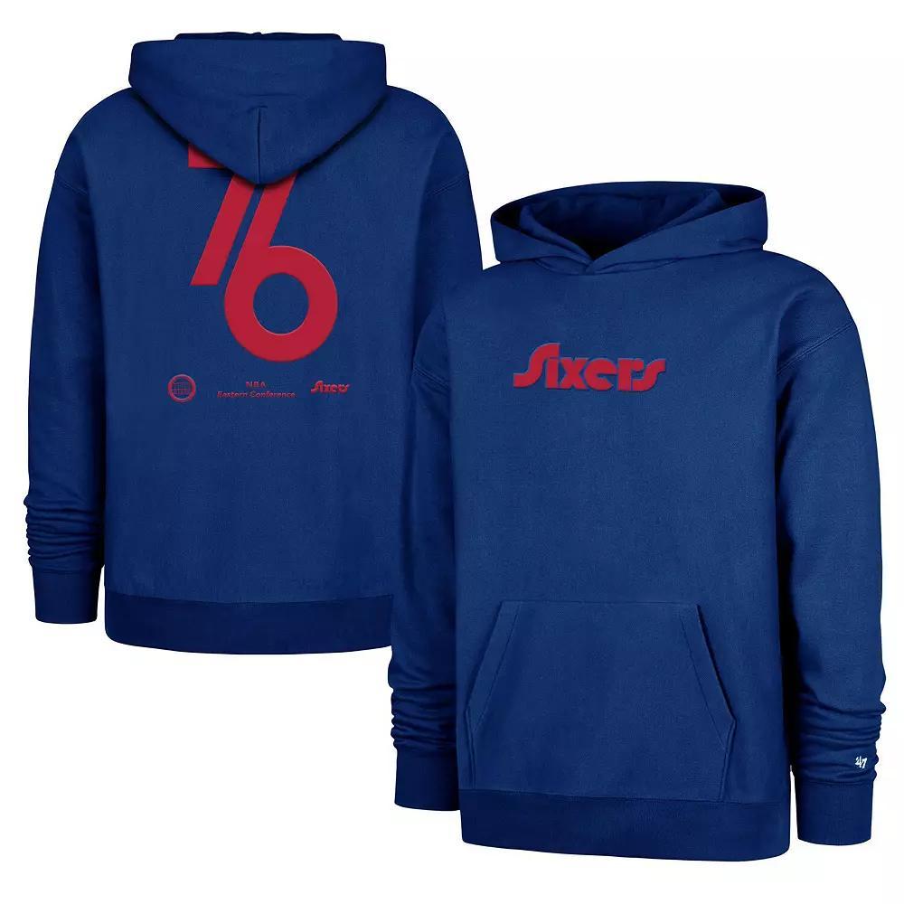 Men's '47 Royal Philadelphia 76ers 2024/25 City Edition Double Crossover Foundation Pullover Hoodie, Size: Medium, 76r Blue Product Image