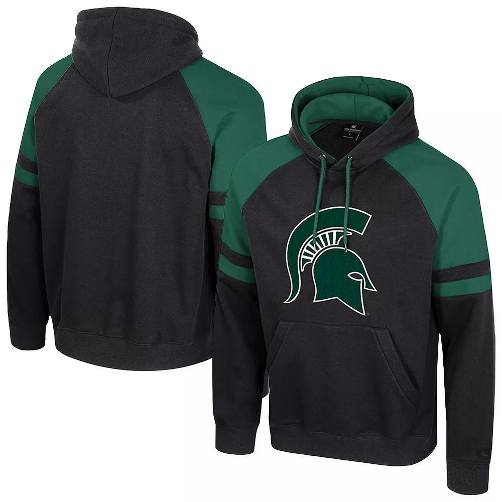 Men's Colosseum  Black Michigan State Spartans Todd Raglan Pullover Hoodie, Size: Medium Product Image