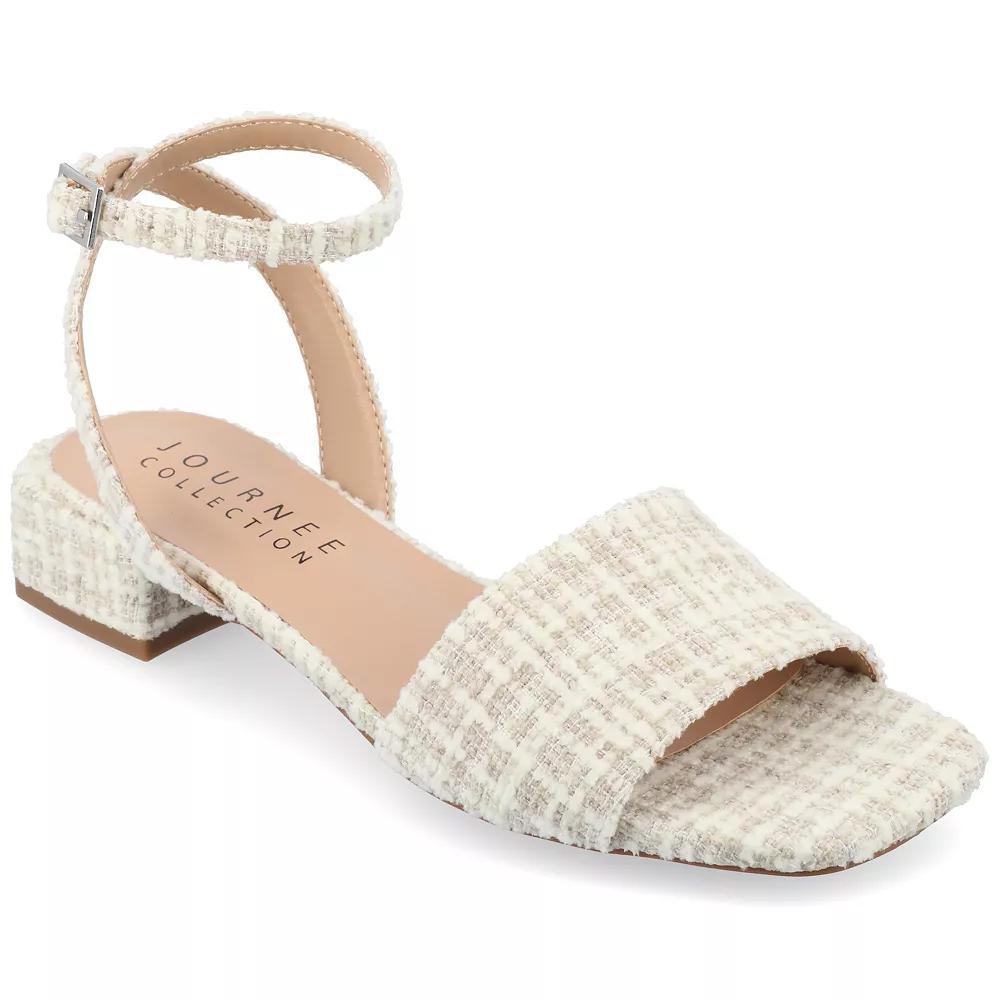 Journee Adleey Women's Tru Comfort Foam Tweed Low Block Heel Sandals, Size: 7.5, Black Product Image