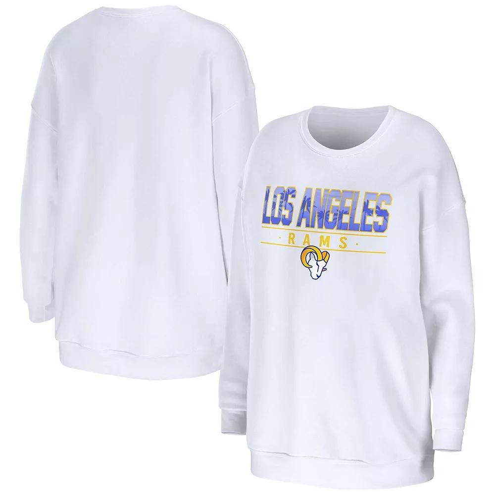 Women's WEAR by Erin Andrews White Los Angeles Rams Domestic Pullover Sweatshirt, Size: Large Product Image
