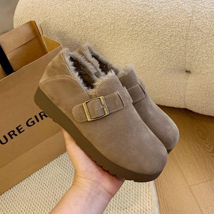 Plain Fluffy Lined Loafers Product Image