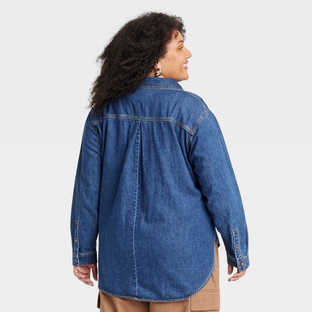 Women's Denim Long Sleeve Button-Down Shirt - Ava & Viv™ Product Image