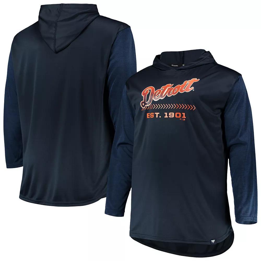 Mens /Heathered Detroit Tigers Big & Tall Wordmark Club Pullover Hoodie Blue Product Image