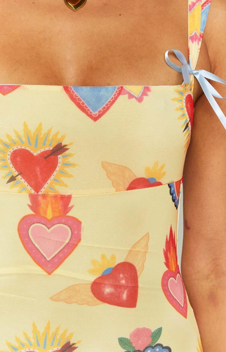 Romeo Yellow Print Mini Dress Product Image