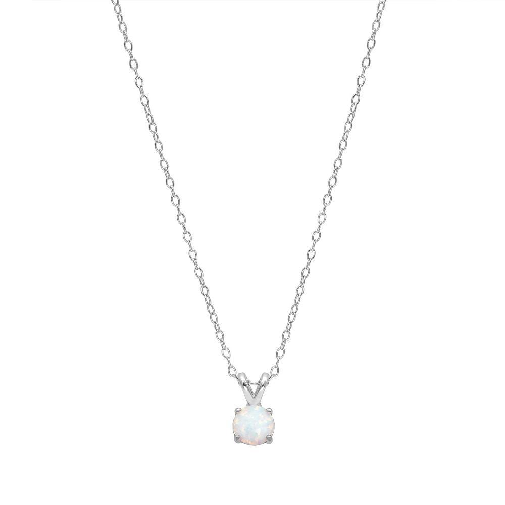 PRIMROSE Sterling Silver White Opal Solitaire Pendant Necklace, Women's, Size: 18", Silver Tone Opal Product Image