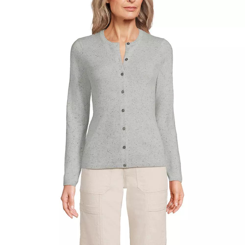 Women's Lands' End Classic Cashmere Cardigan Sweater, Size: Medium Tall, Black Product Image
