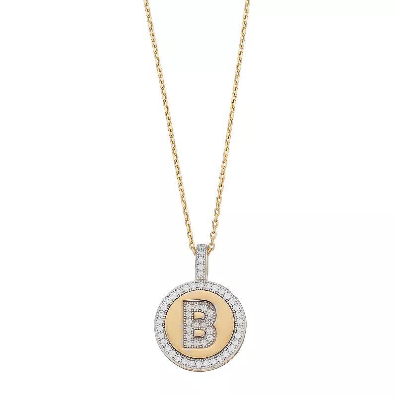 14k Gold Over Silver Cubic Zirconia Initial Pendant Necklace, Women's, Size: 18" Product Image