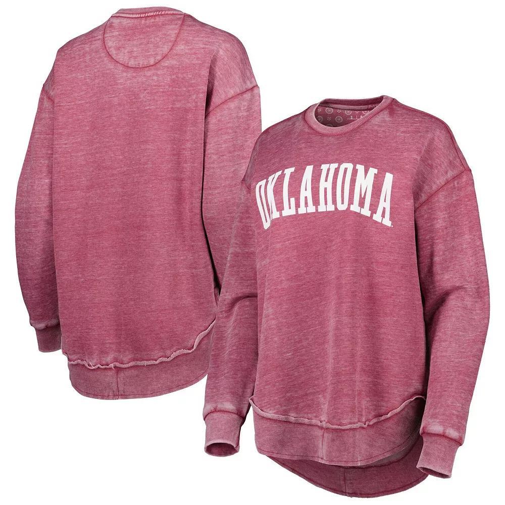 Womens Pressbox Crimson Oklahoma Sooners Vintage Wash Pullover Sweatshirt Product Image