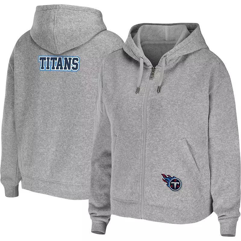 Women's WEAR by Erin Andrews Heathered Gray Tennessee Titans Team Full-Zip Hoodie, Size: XL, Blue Product Image