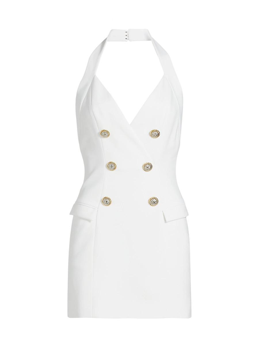 Womens Crpe Halter Double-Breasted Minidress Product Image