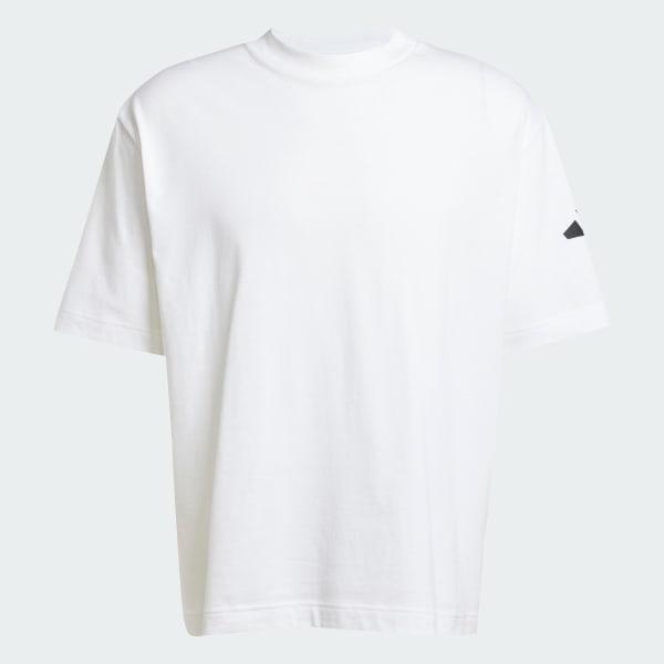 adidas Essentials Loose Fit 3 Bar Logo Tee White M Mens Product Image