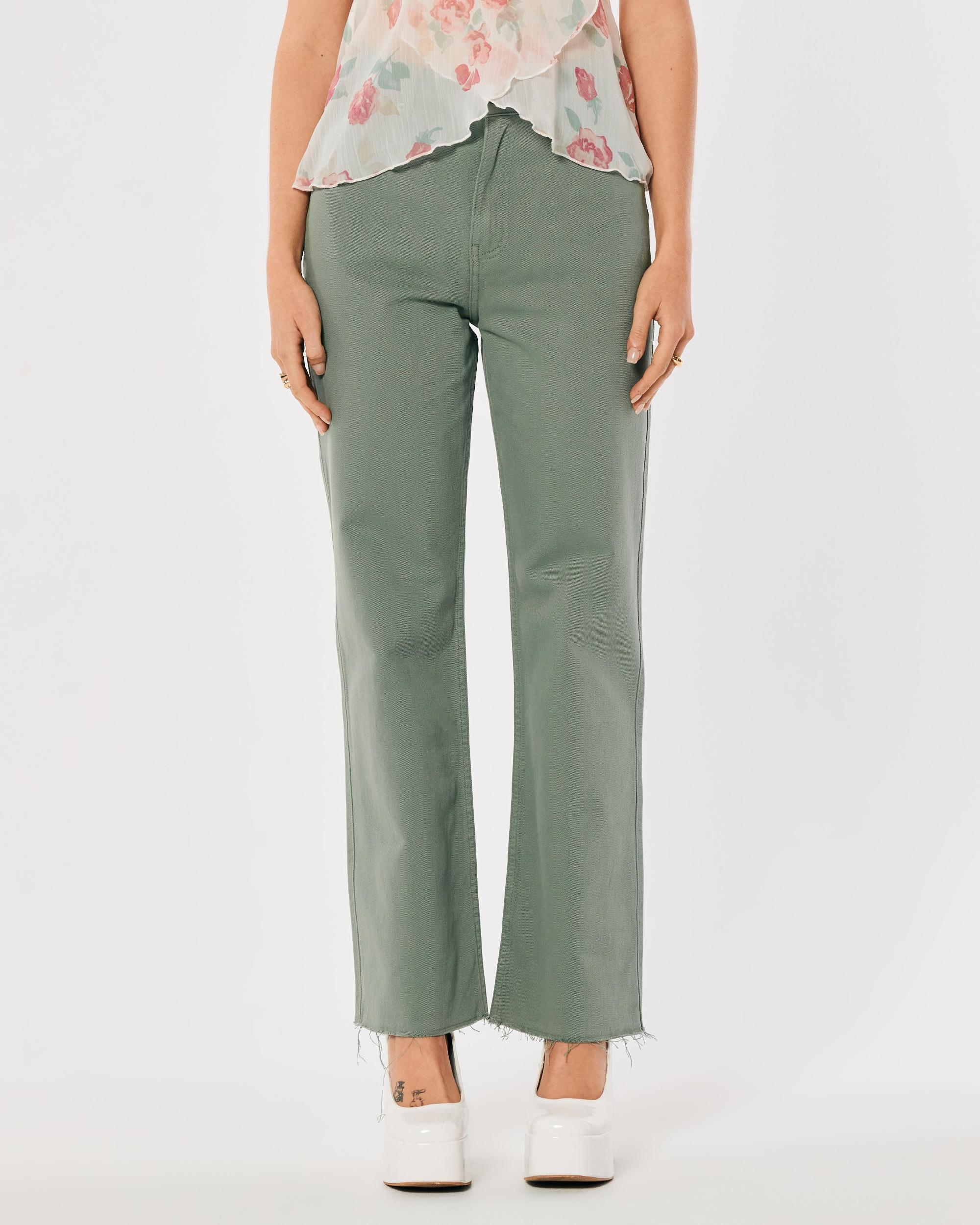 Social Tourist Highest Rise Sage Relaxed Straight Jeans Product Image