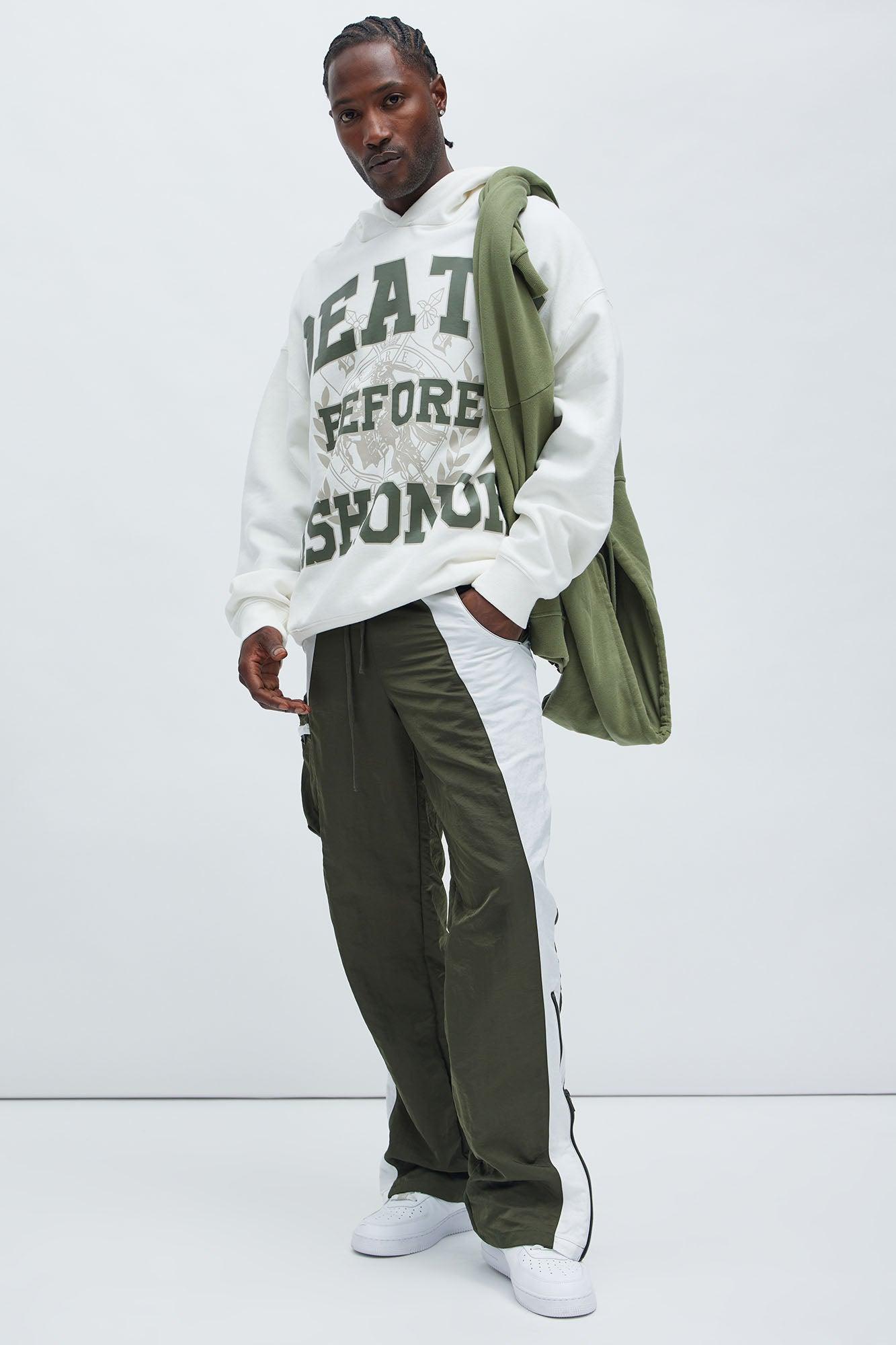 Double Time Contrast Straight Track Pants - Olive/combo Product Image
