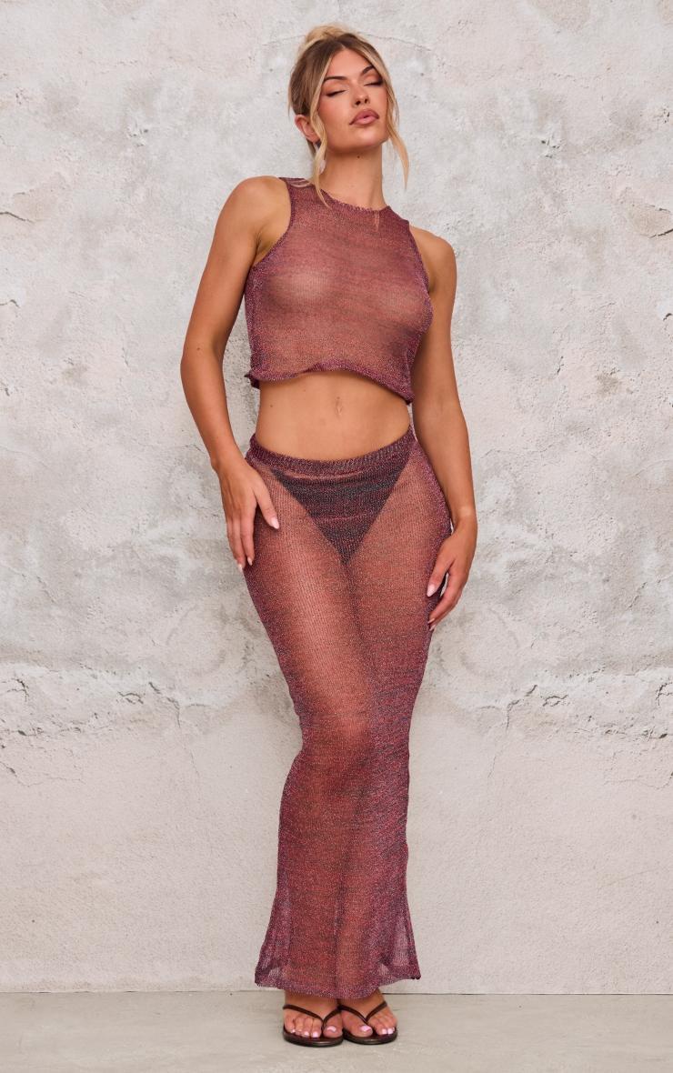 Multi Elora Metallic Knit Maxi Skirt Product Image