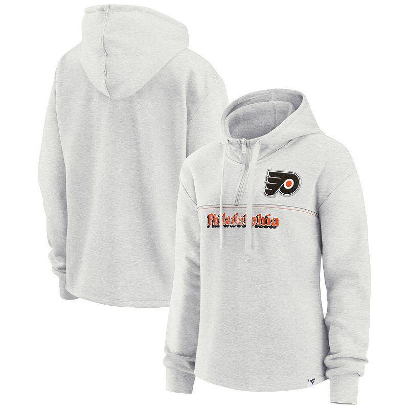 Women's Fanatics Branded Ash Philadelphia Flyers True Classics Legacy Quarter-Zip Hoodie, Size: Small, Fly Black Product Image