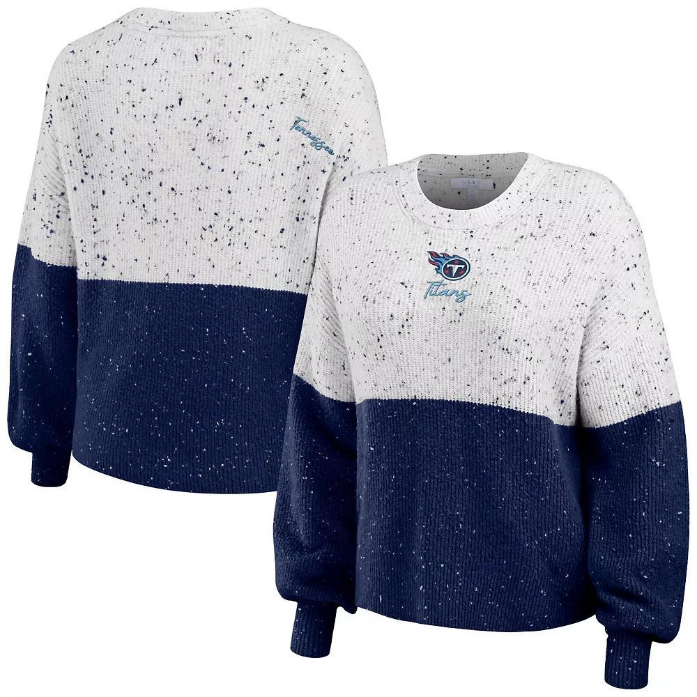 Women's WEAR by Erin Andrews  White/Black Las Vegas Raiders Lighweight Modest Crop Color-Block Pullover Sweater, Size: Medium, Lvr White Product Image