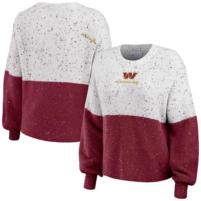 Womens WEAR by Erin Andrews /Navy Boston Red Sox Color Block Script Pullover Sweater Product Image