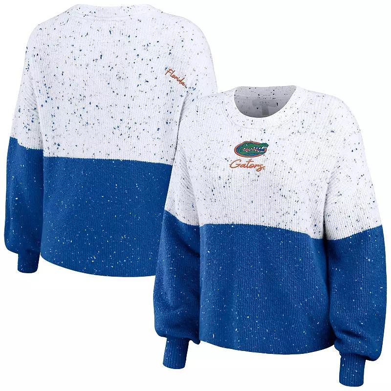 Women's WEAR by Erin Andrews  White/Black Las Vegas Raiders Lighweight Modest Crop Color-Block Pullover Sweater, Size: Medium, Lvr White Product Image