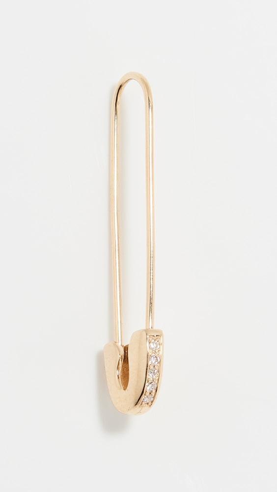 Zoe Chicco 14k Gold Pave Diamond Safety Pin Threader Earring | Shopbop Product Image