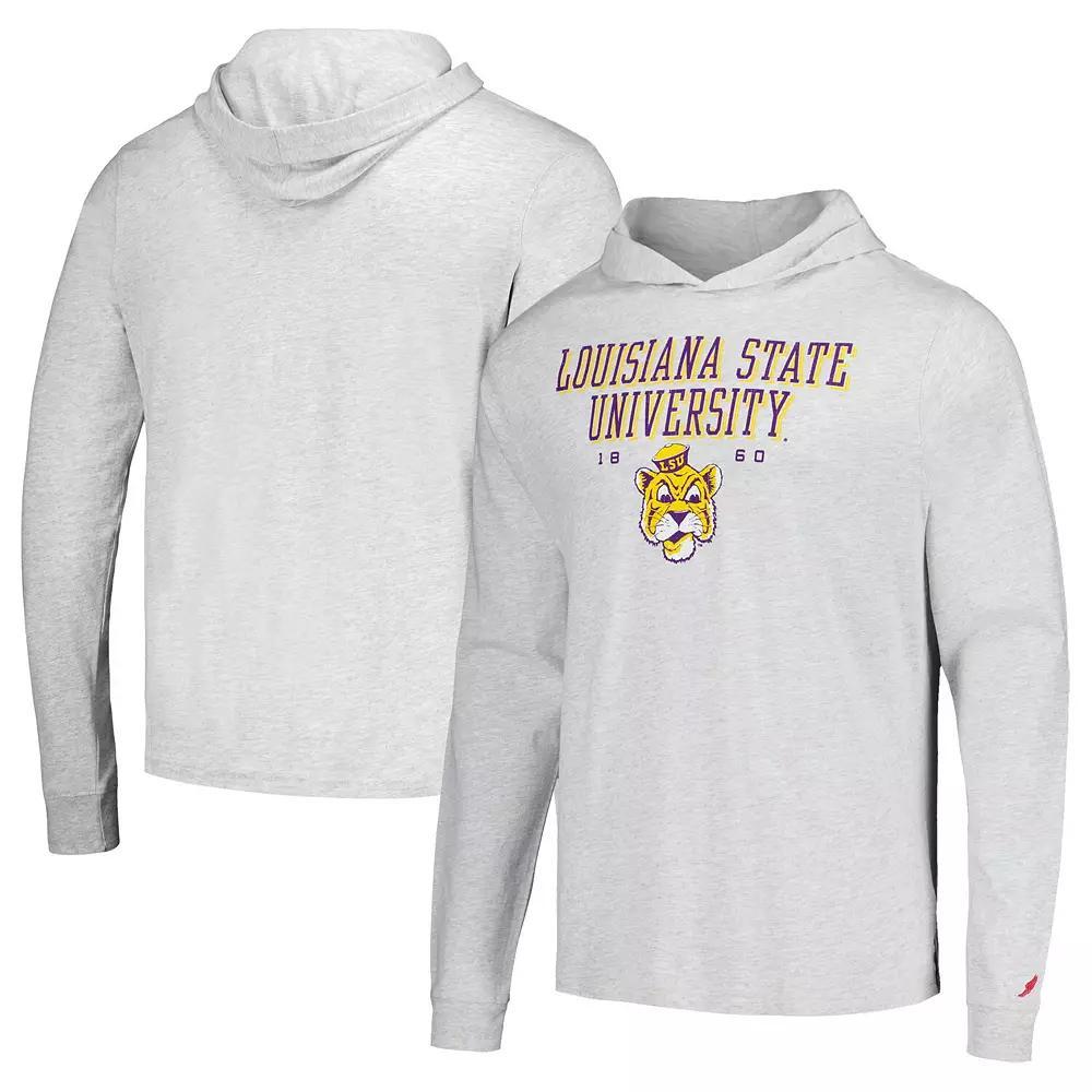 Men's League Collegiate Wear Ash LSU Tigers Team Stack Tumble Long Sleeve Hooded T-Shirt, Size: 2XL, Black Product Image