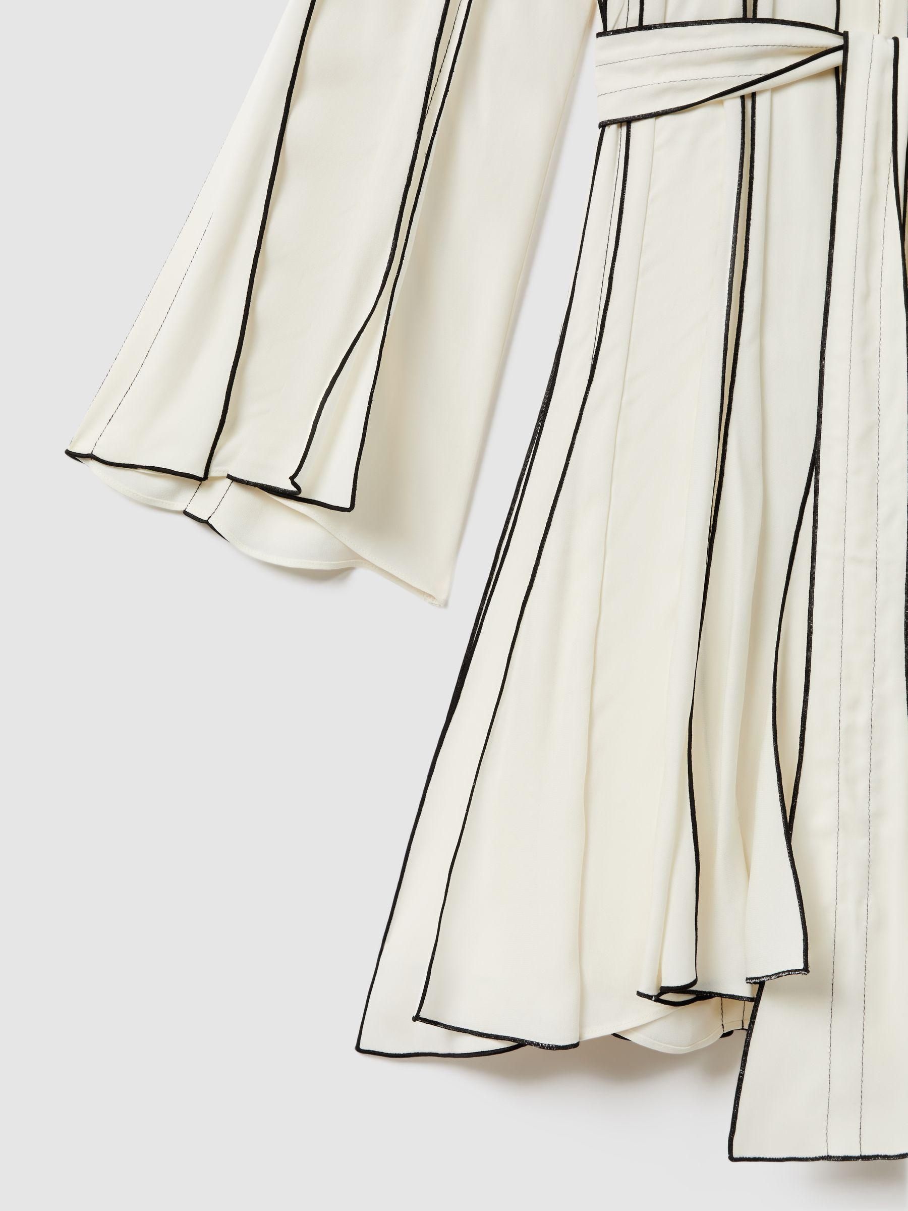 Contrast Ruffle Mini Dress in Ivory Product Image