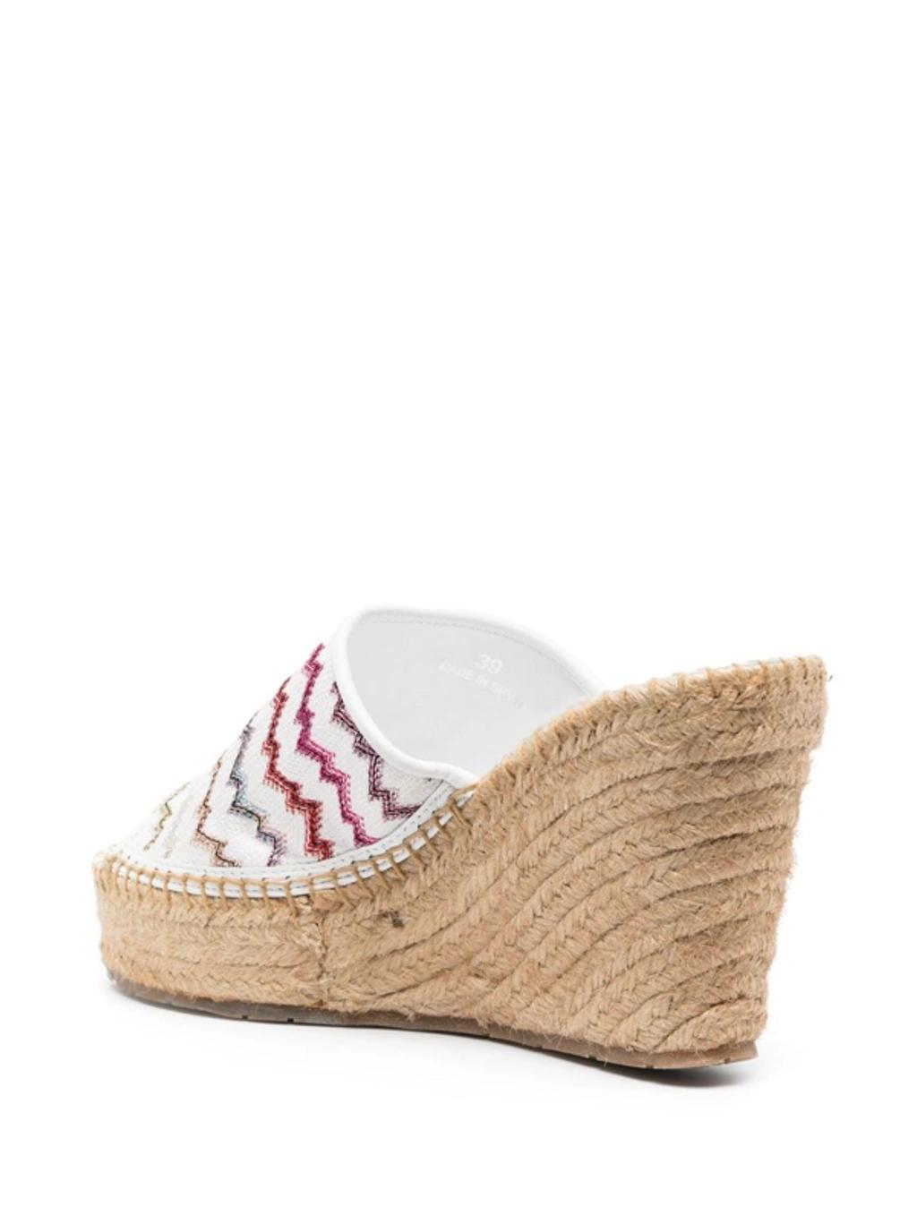 MISSONI 105mm Zigzag-design Wedge Espadrilles In White Product Image