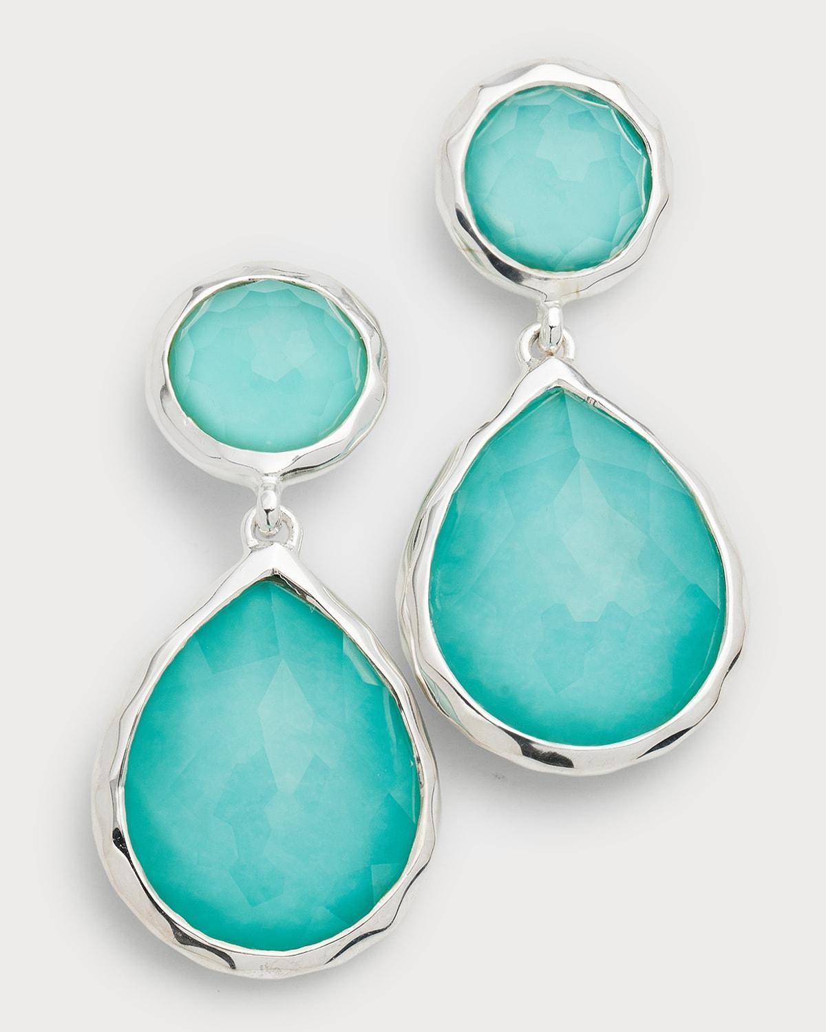 Womens Rock Candy Sterling Silver, Rock Crystal, & Turquoise Drop Earrings Product Image