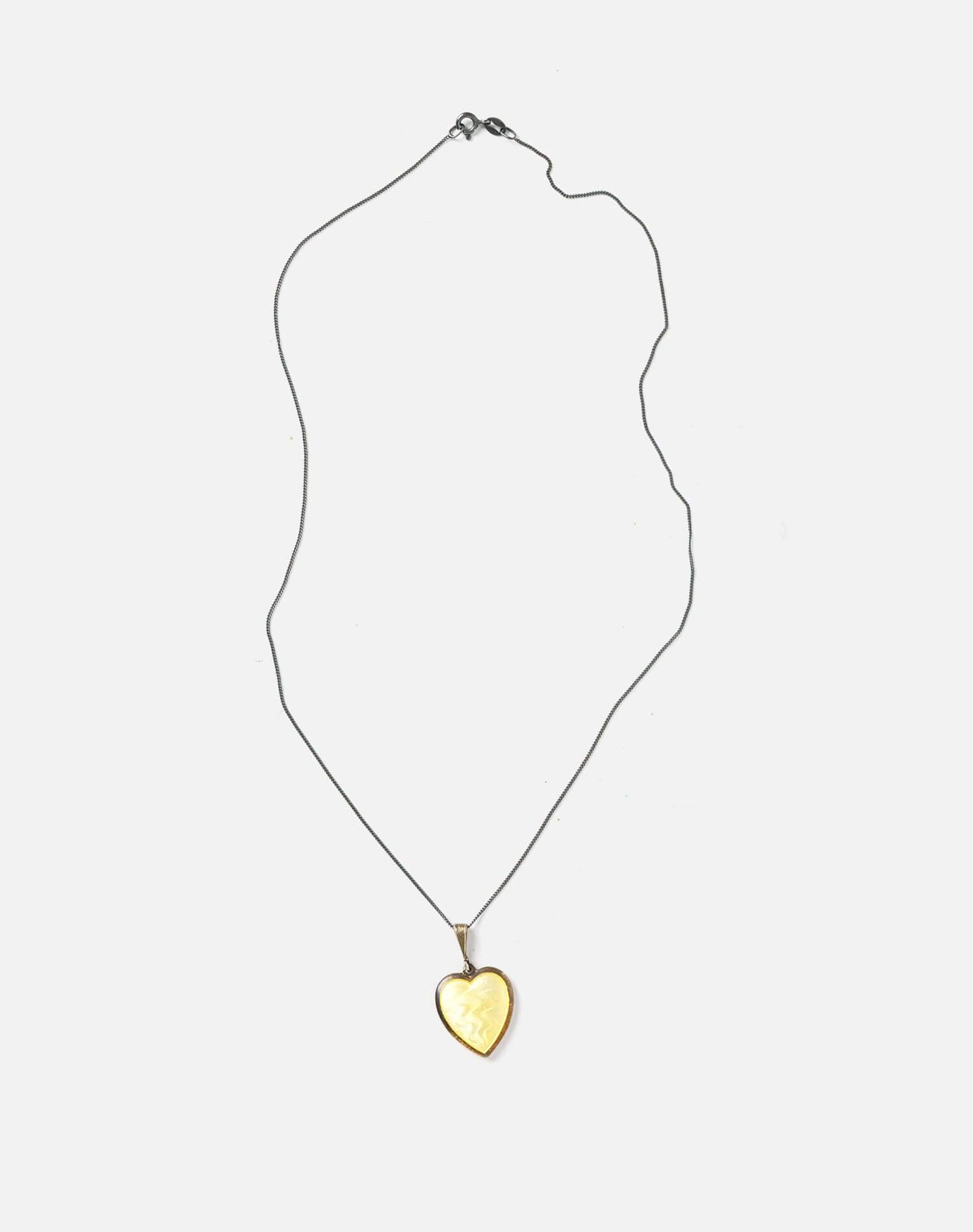 60s Guilloche Sterling Enameled Heart Necklace Female Product Image