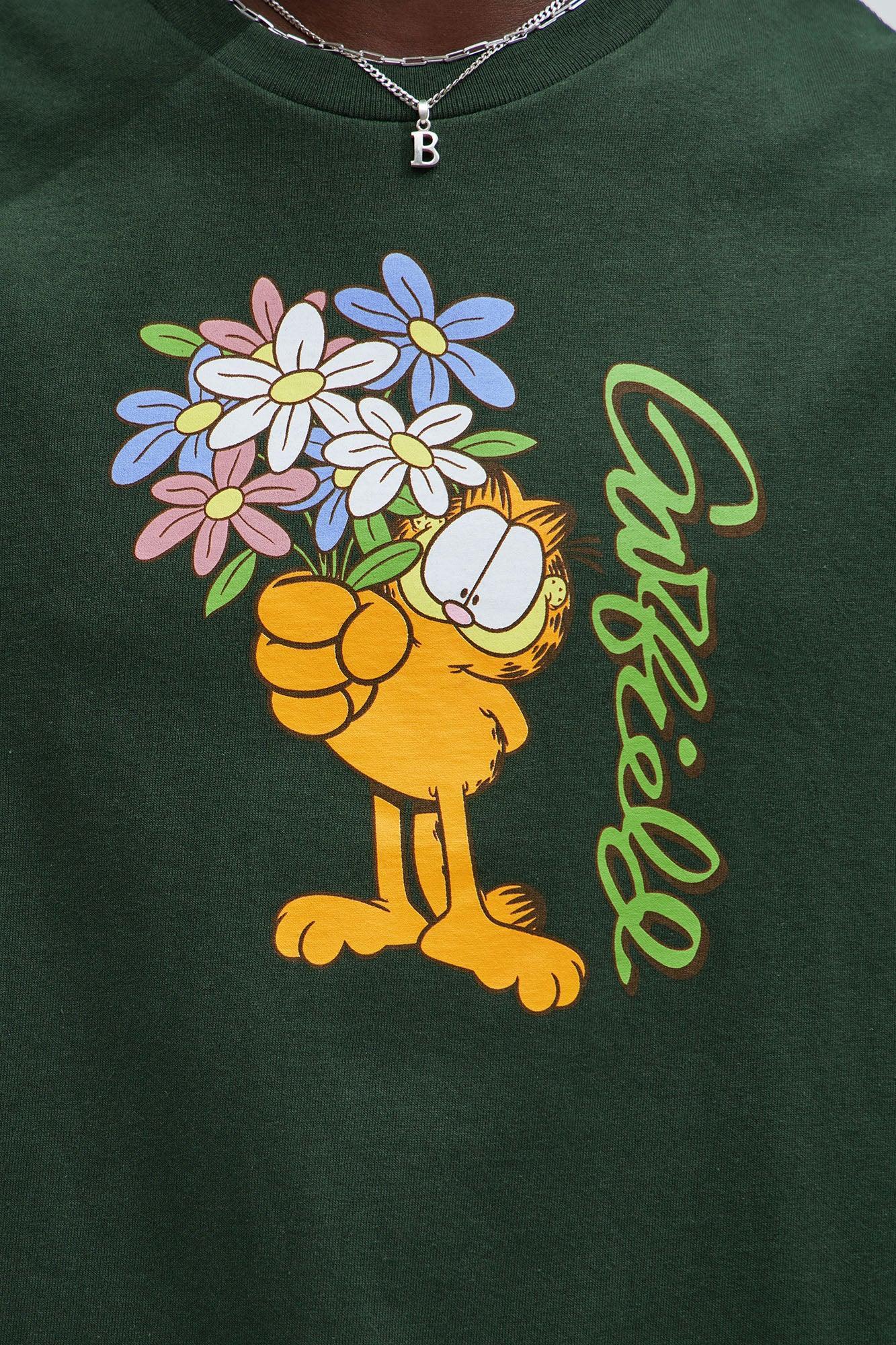Garfield Flower Bed Short Sleeve Tee - Green Product Image