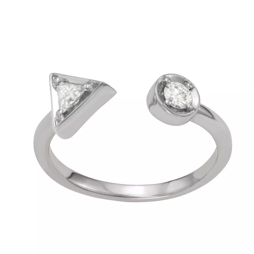 Moissanite Outlet Sterling Silver 1/5 Carat T.W. Triangle & Round Lab-Created Moissanite Two-Stone Ring, Women's, Size: 8 Product Image