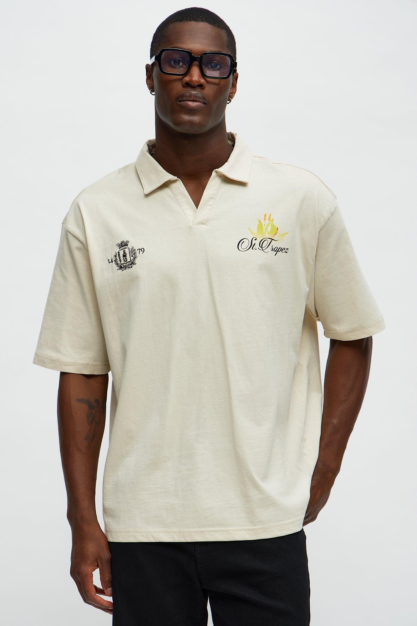 Saint Tropez Johnny Collar Short Sleeve Polo - Off White Product Image