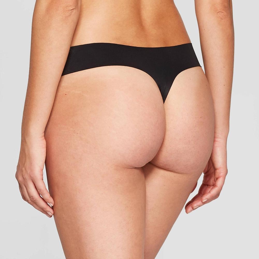 Womens Invisible Edge Thong Underwear - Auden Black M: Seamless Low Rise, Lightweight Knit, Pull-On, Solid Pattern, Medium Size Product Image