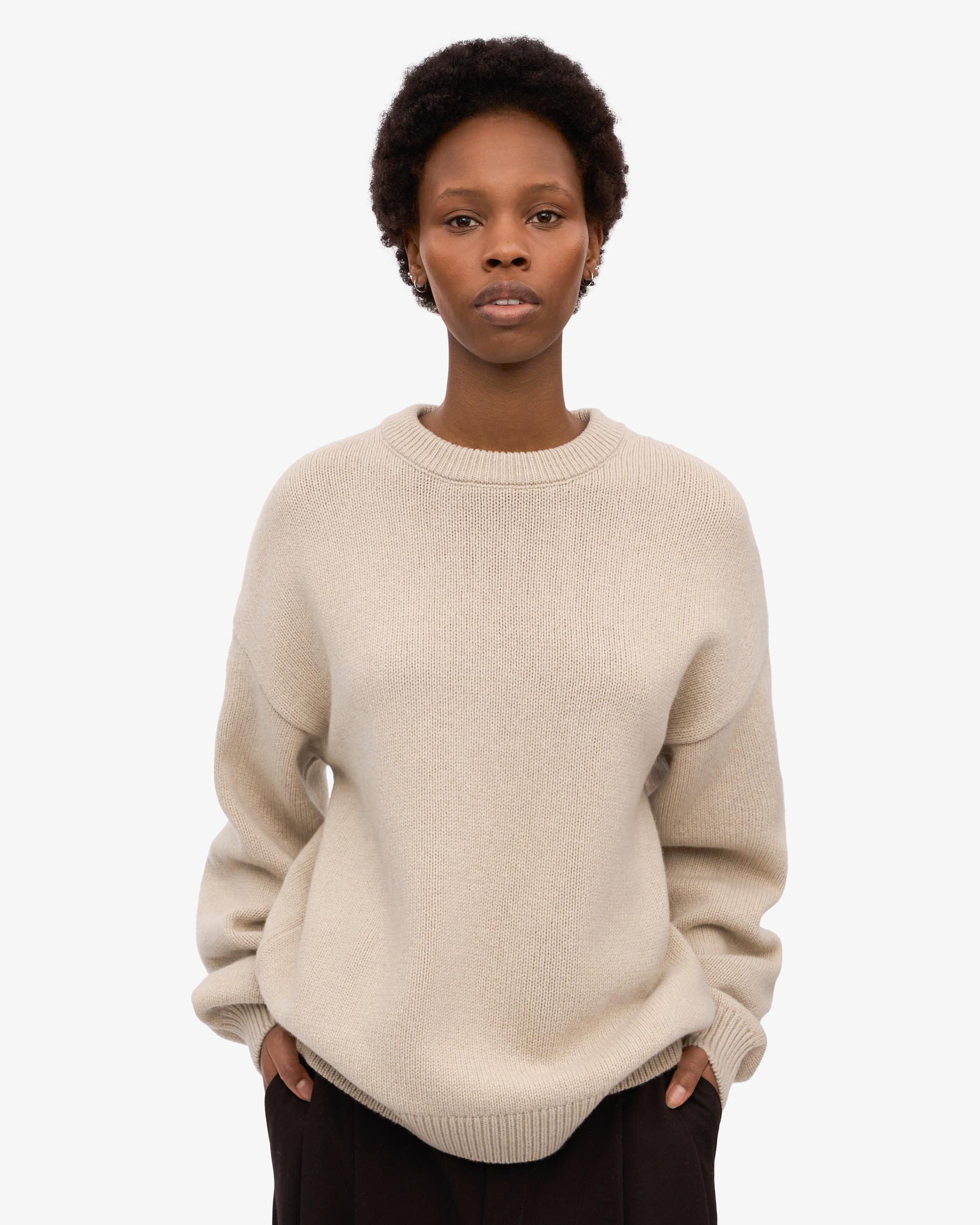 Oversized Merino Wool Crew - Ivory White Product Image