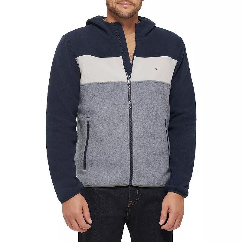 Men's Tommy Hilfiger Fleece Colorblock Hooded Jacket, Size: XS, Royal Blue Product Image
