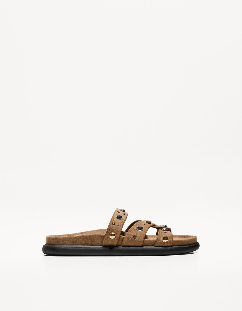 Studded flat slider sandals Product Image