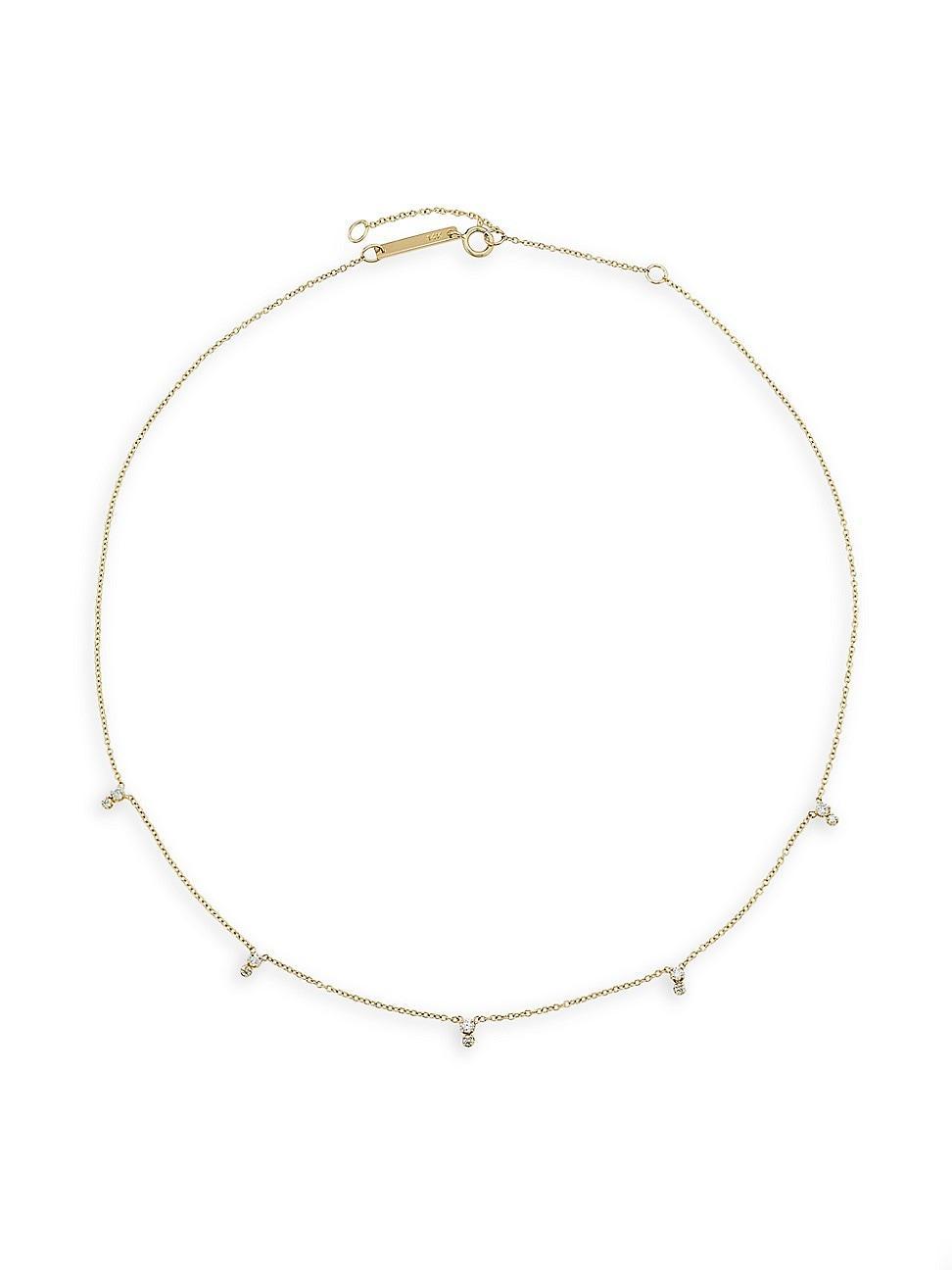 Zoe Chicco 14K Yellow Gold Prong Diamond Station Necklace, 14-16 Product Image
