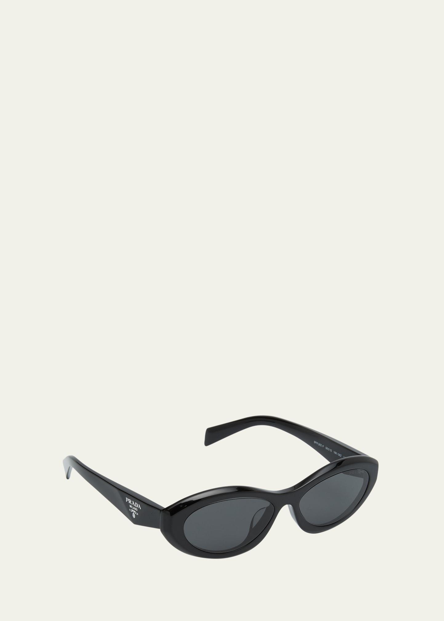 PR 26ZSF Logo Beveled Acetate Oval Sunglasses Product Image
