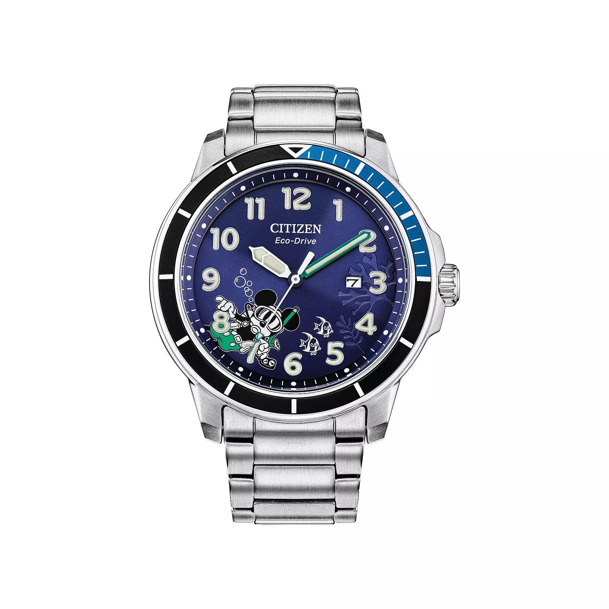 Disneys Mickey Mouse Diver Mens Eco-Drive Stainless Steel Watch by Citizen - AW1529-81W Grey Product Image