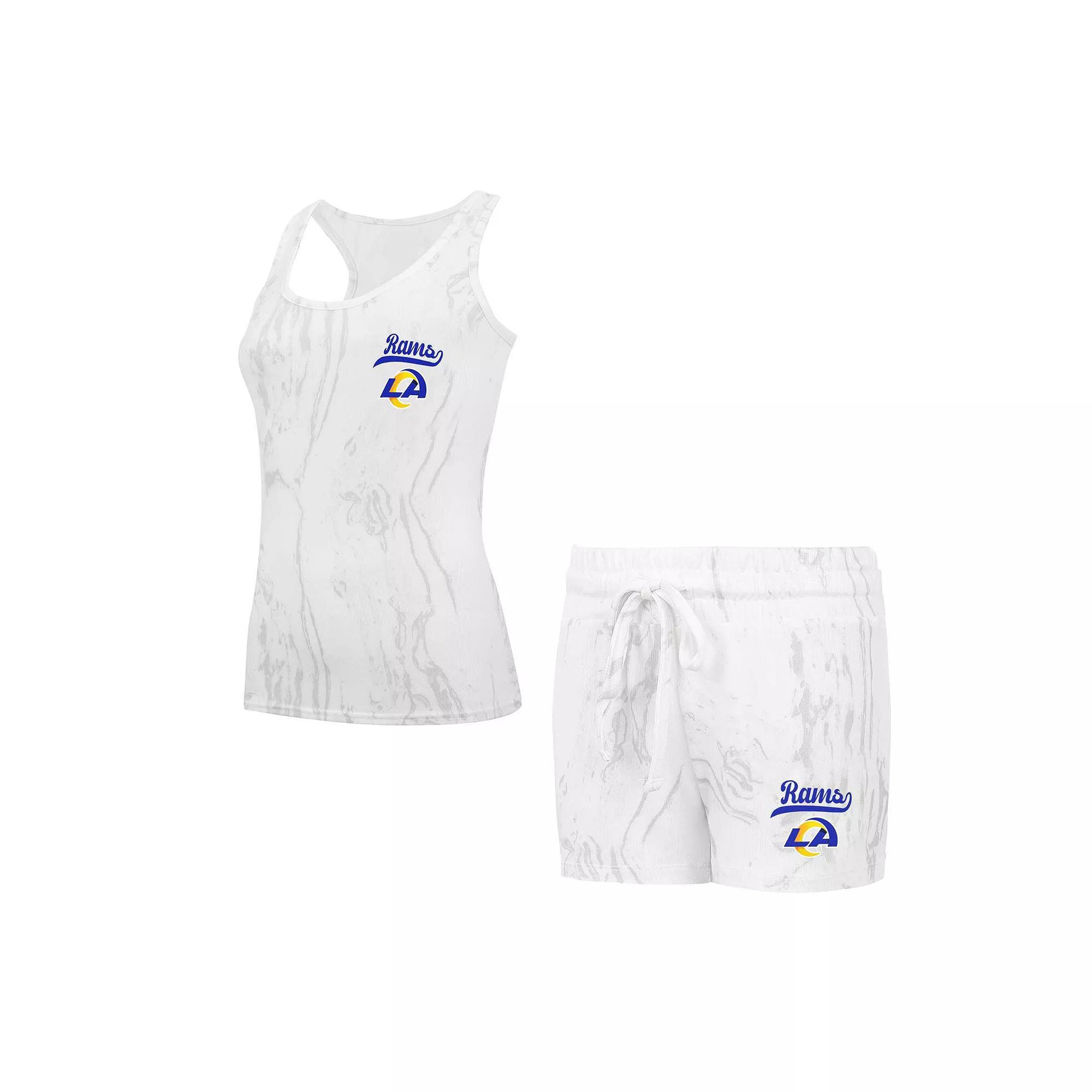 Women's Concepts Sport Los Angeles Rams Quartz Hacci Knit Tank Top & Shorts Sleep Set, Size: Medium, Beige Product Image