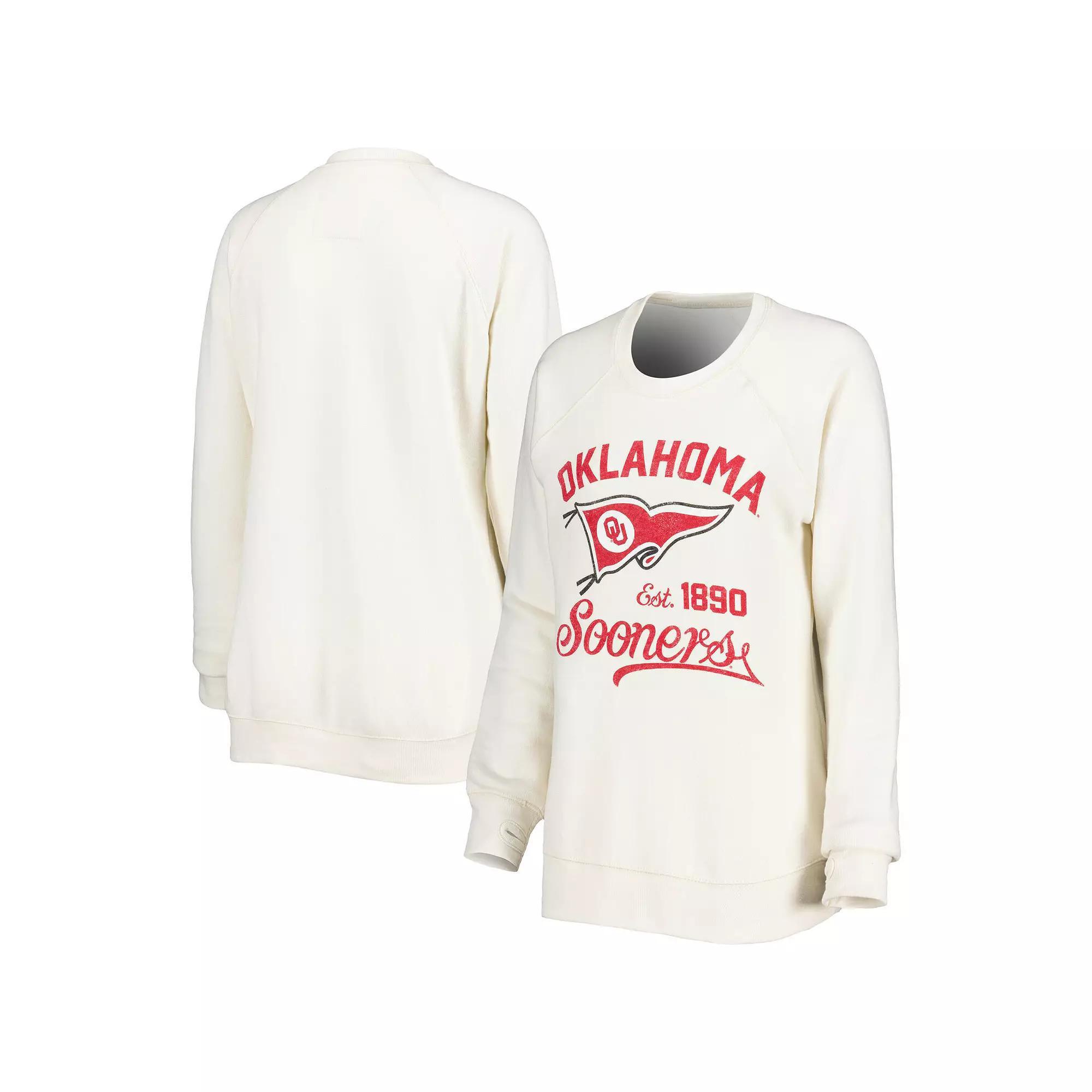 Women's Pressbox Cream Oklahoma Sooners Old Standard Pennant Knobi Raglan Pullover Sweatshirt, Size: Medium, Beige Product Image