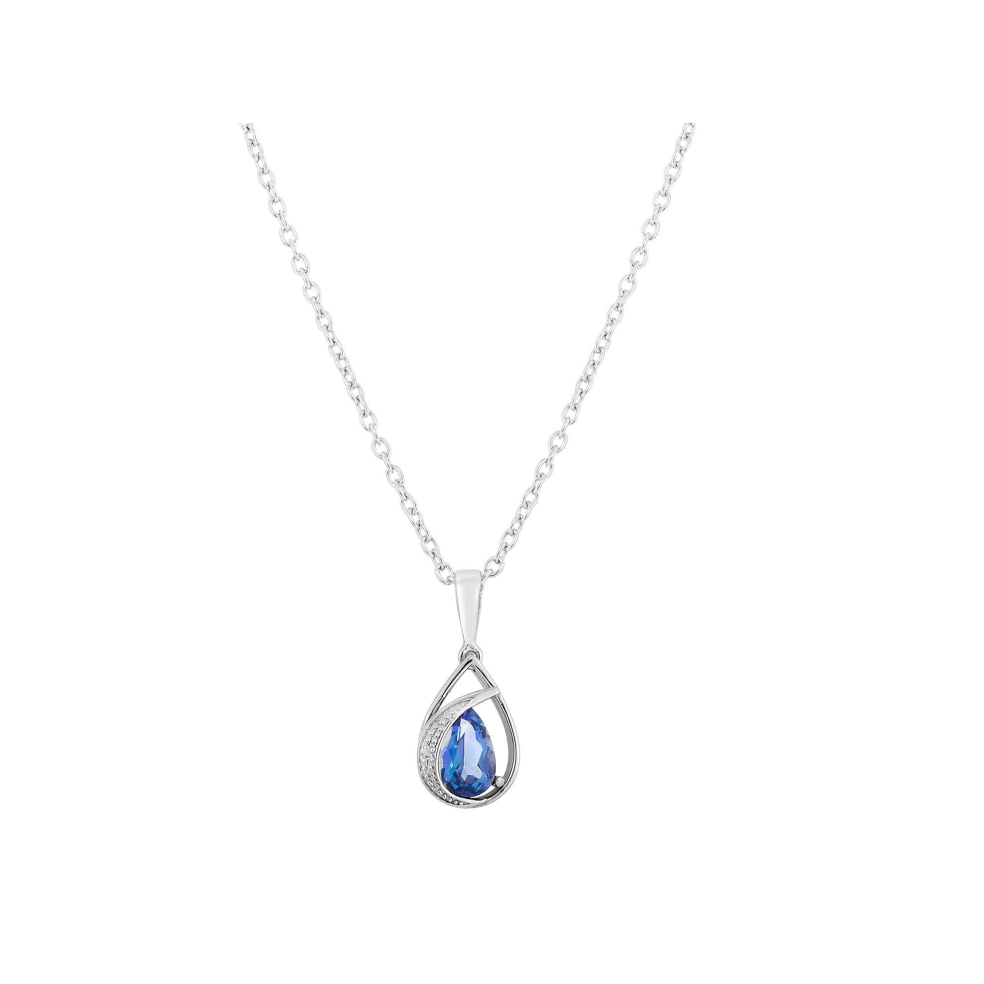 Sterling Silver Mystic Topaz & Diamond Accent Pendant Necklace, Women's, Size: 18" Product Image