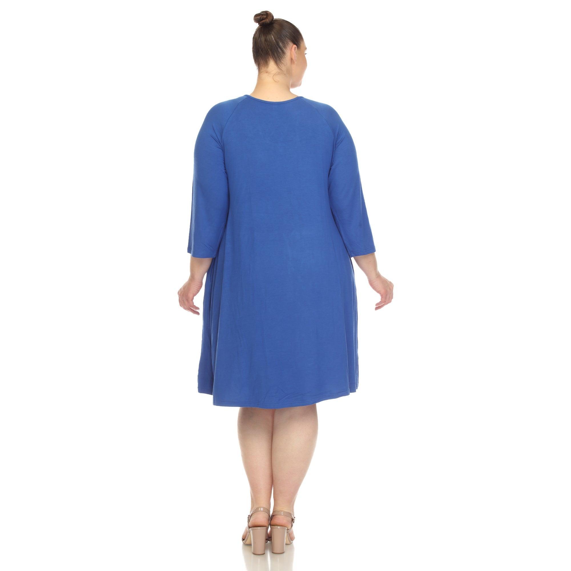 Criss Cross Neckline Swing Midi Dress - Plus Product Image