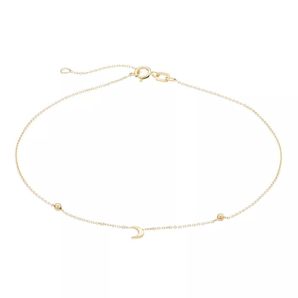 Au Naturale 14k Gold Crescent Moon Adjustable Anklet, Womens Product Image