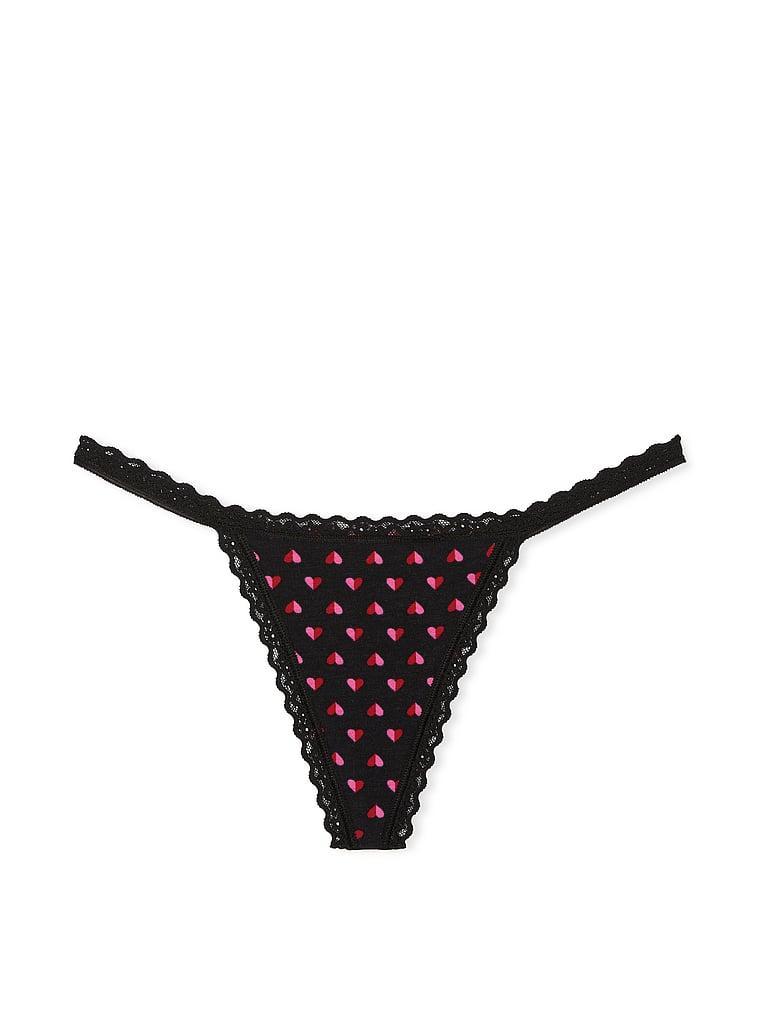 Lace-Trim Cotton V-String Panty Product Image